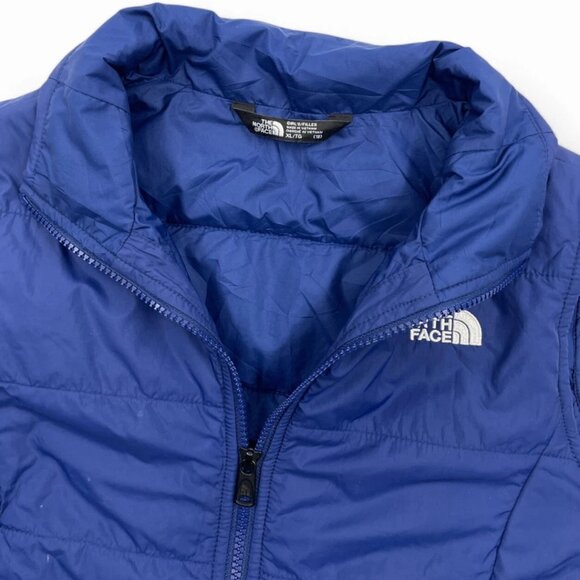 The North Face Blue Explore Vest Jacket Quilted Puffer Pockets Girls Youth XL 18 - Picture 3 of 9